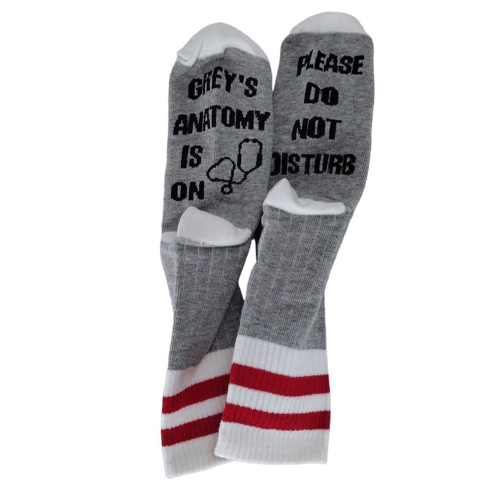 Funny Socks Do Not Disturb Greys Anatomy Is On Gray Red White Popular NIP